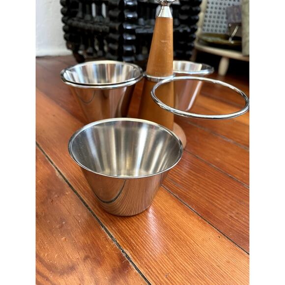 "Lazy Susan" Swedish Wood + Stainless Steel Server - Picture 2 of 3